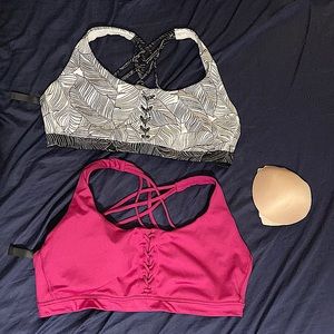 Victoria’s Secret (2) NWOT On Point Sports Bra Bralette Tie Up Strappy Back
